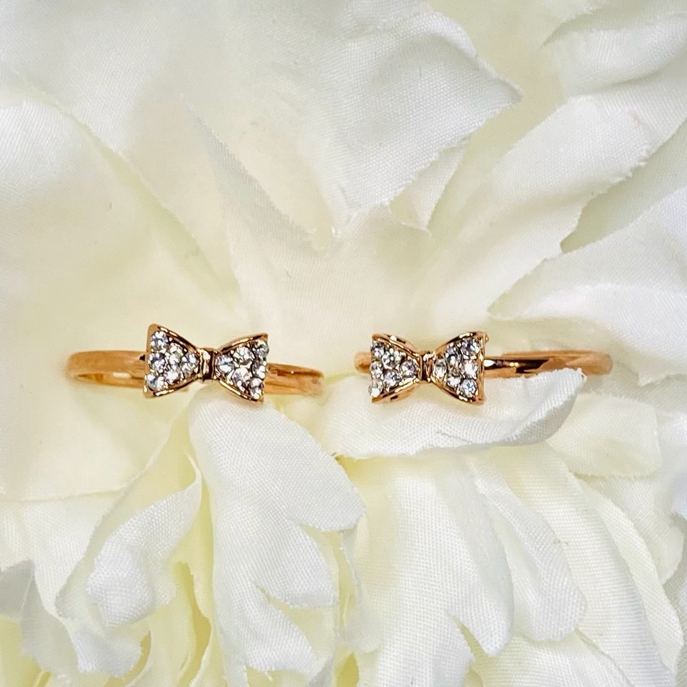 2 Adjustable 18k Rose Gold Plated Bow Rings